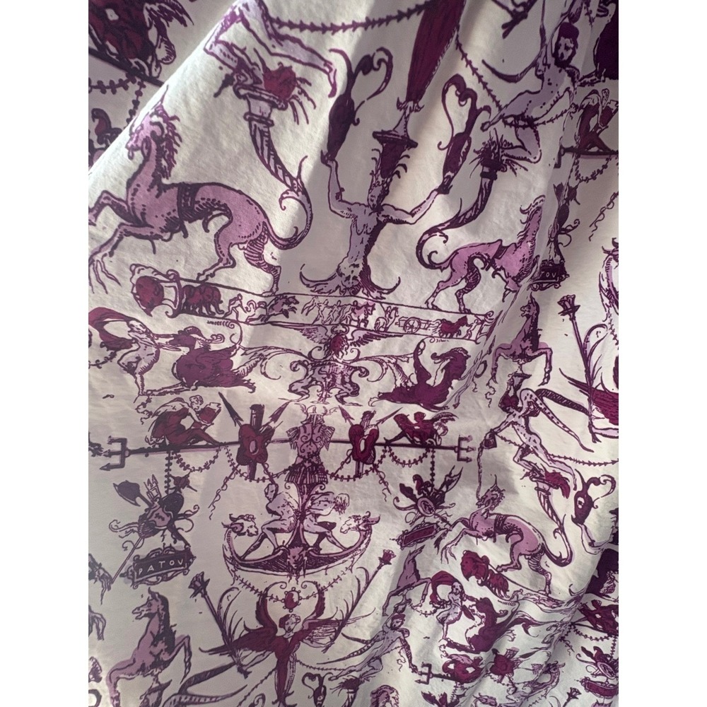 Patou White Purple Toile Flutter Sleeve Maxi Dress Size 36 or US Size 2 - Picture 12 of 14